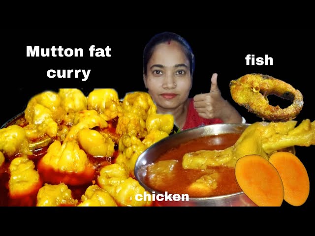 ASMR EATING MUTTON FAT CURRY, CHICKEN CURRY, FISH CURRY & MANGO