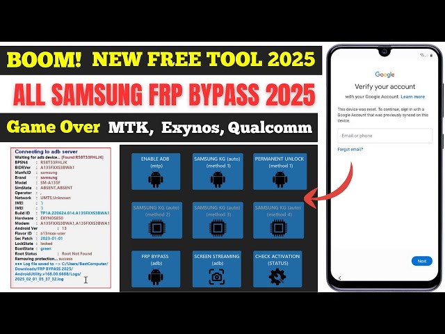 ALL SAMSUNG FRP BYPASS NEW METHOD 2025, ONE CLICK NEW UNLOCK TOOL