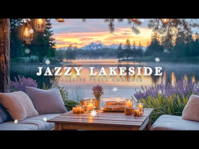 Happy Spring Jazzy Season 🌸 Serene Lakeside Coffee Shop Ambience For Gentle Relax Morning