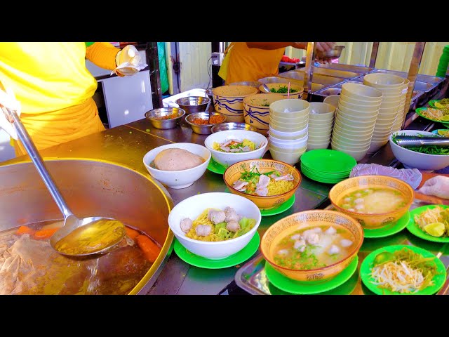 1000 Bowls a Day ! The Best GIANT Meatball Noodles with Wonton in Phnom Penh | Cambodian Street Food