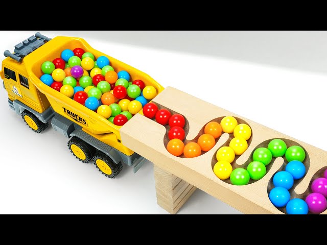 Marble Run Race ☆ HABA Slope & Retro Makita Truck, Garbage Truck Long Version #102