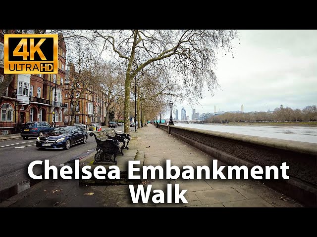 LONDON Chelsea Embankment Walk | 4K UHD 3D 360° binaural audio 🎧