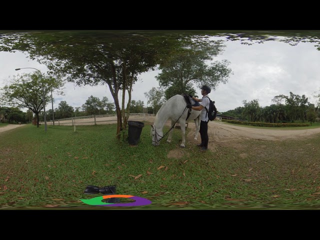 Horse riding day 6 - Adjusting stirrups testing insta360 one x 360 VR up to 5K