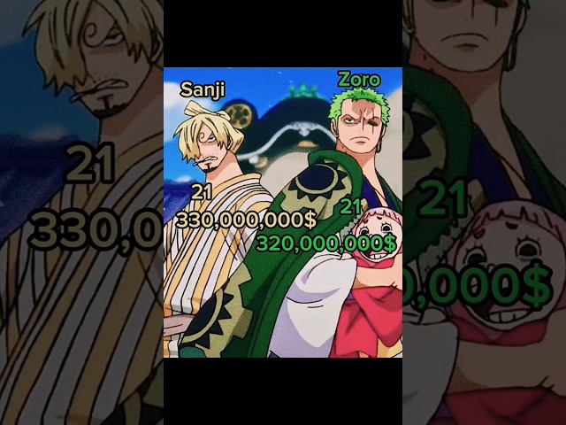 Zoro Vs sanji bounty comparison #onepiece #zoro #anime #sanji #shortvideo