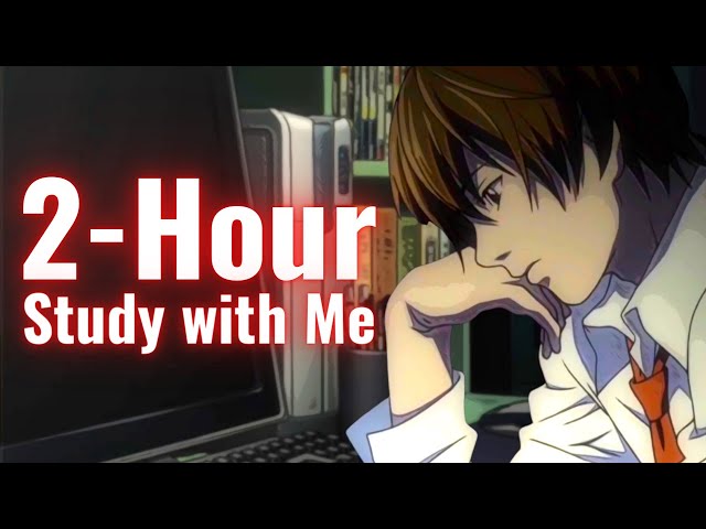 2-HOUR STUDY WITH ME / Death Note Kira Light Yagami /calm lofi / with countdown+alarm