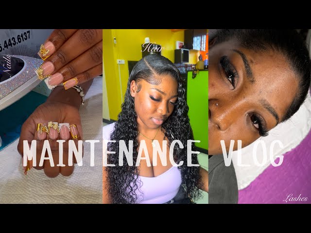 MAINTENANCE VLOG🎀|| for my birthday trip. hair, nails, lashes & more🫧💅🏽