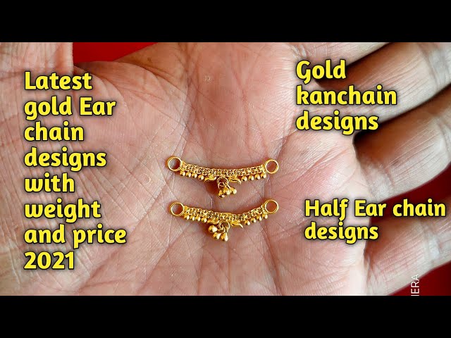 gold Ear chains designs with weight& price 2021/gold earrings @saijewellerssj16