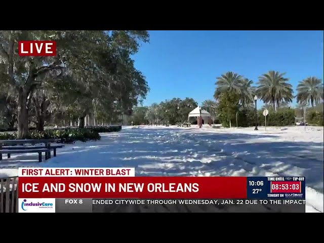 Ice and snow in New Orleans