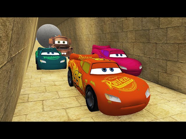 3 COLOR Lightning McQueen AND TOW MATER Ancient Trap Hunt VS BIG Monster SHARK