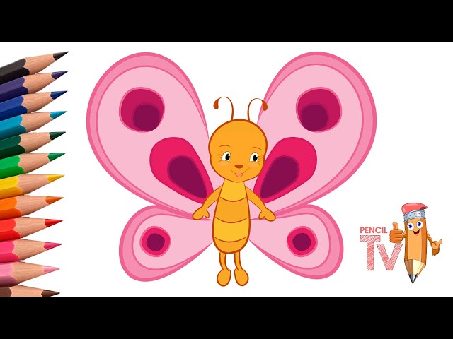 How to draw a funny cartoon butterfly step by step, #drawing, #video, #howtodraw