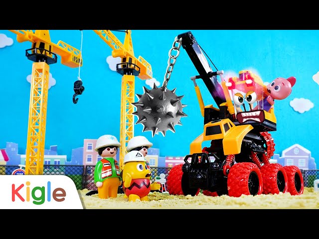 Berubah Menjadi Crane Monster! | Reparasi Mobil Mainan | Kigle TV Indonesia