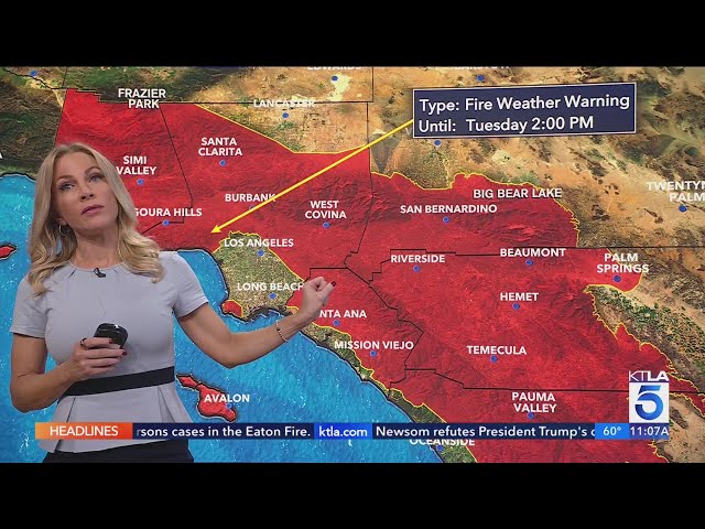 Santa Ana winds return to Southern California - Monday 11 a.m. update