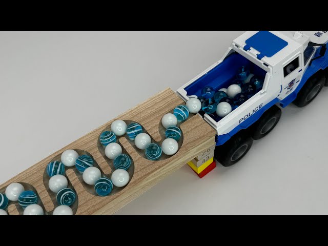 Marble Run Race ☆ HABA Slope, Dump Truck & Garbage Trucks #2