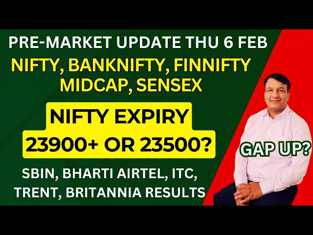 GAP UP OPEN PREMARKET UPDATE TODAY SENSEX NIFTY EXPIRY FINNIFTY BANKNIFTY MIDCAP CRUDE OIL THU 6 FEB