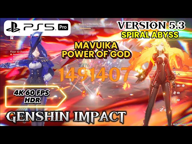 Genshin Impact 4k 60 FPS HDR v5.3 Spiral Abyss, Clorinde Overload x Mavuika power of god, PS5 pro