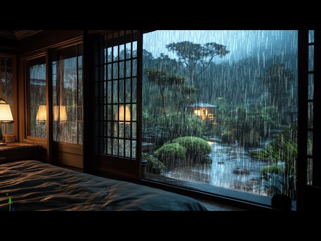 Rainfall in a Tranquil Japanese Garden | Rainy Ambience 😌