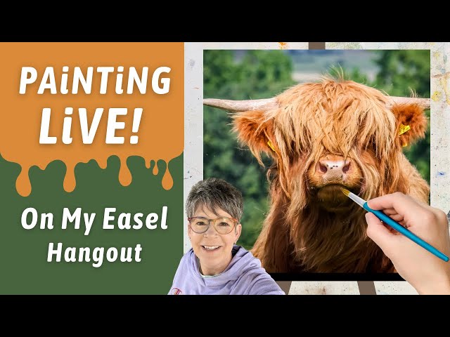 How to Acrylic paint Highland Nose, Fur / Hair, painting tips in Studio with Annie Troe