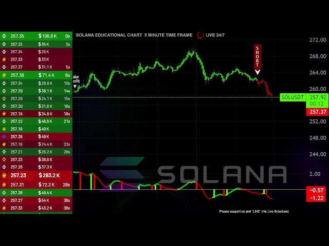 🟢 SOLANA  ( sol usdt ) LIVE EDUCATIONAL CHART 🟢 5 MINUTE TIME FRAME