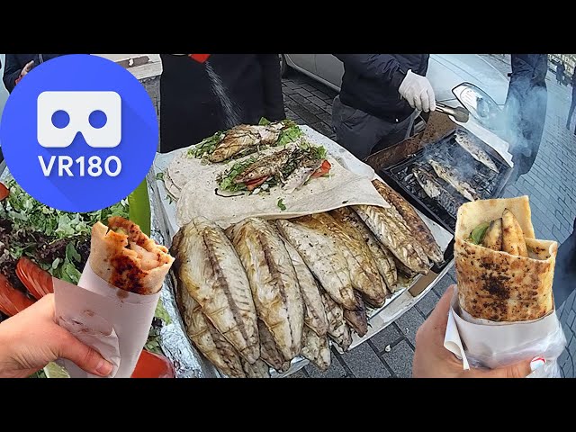 VR180 - Wrapped Fish - Delicious Grilled Mackerel Fish in Istanbul