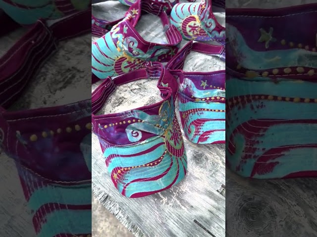 Moon and Stars Sun Visor - hand painted batik design process