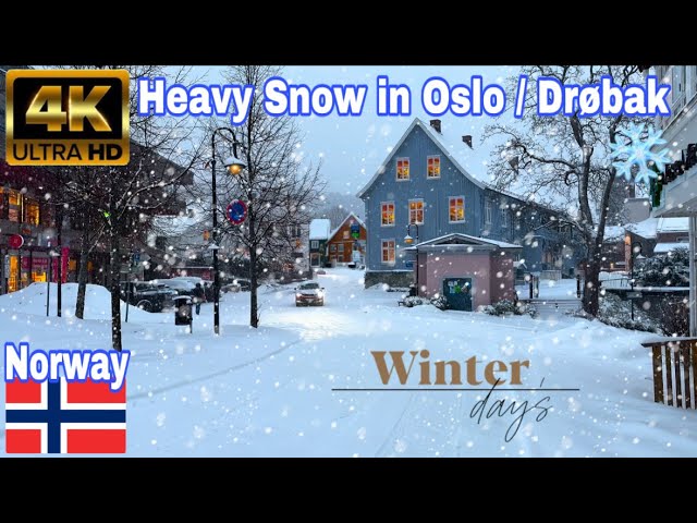 Heavy Snow❄️ Winter Fairytale | Oslo Norway Blizzard 4K , SnowFall for Sleep, Study, or Relaxation