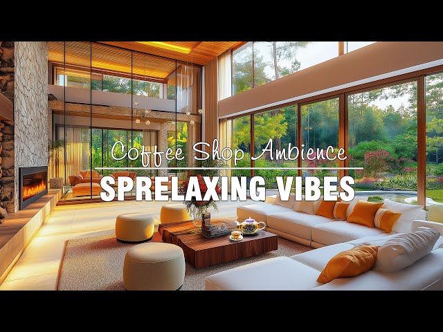 Luxurious spring living room space with sweet Jazz music | Relaxing gentle Jazz Piano music