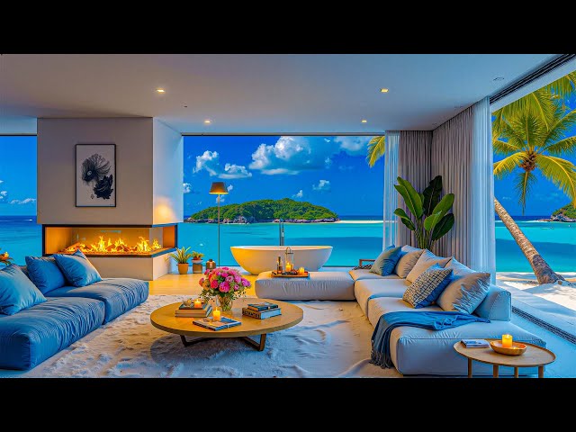 Upbeat Jazz Background In A Luxury Beachfront Apartment - Soothing Jazz With Ocean Waves Sound