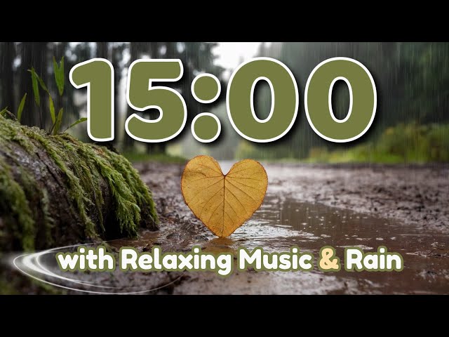 15 Minute Timer with Relaxing Music for Classroom | with Falling Rain 🍃💧