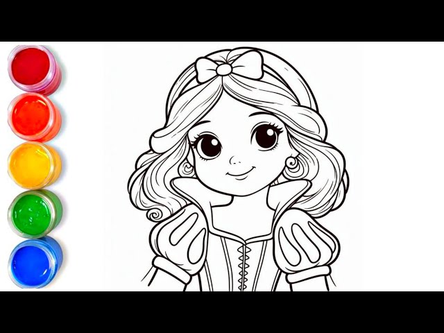 How to draw easy cute snow white disney princess | easy drawing step by step for kids