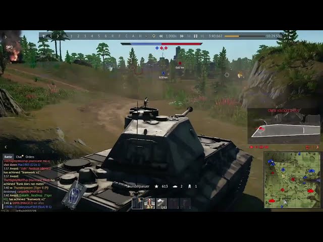 War Thunder Tiger II match video where a Panzer IV gets stuck on rocks