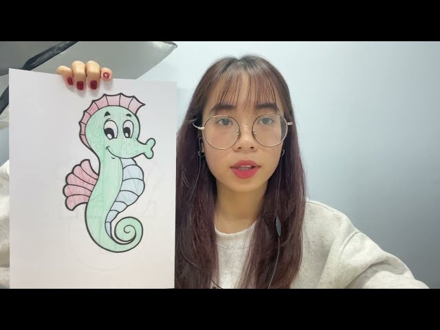 Instructions for coloring a green seahorse