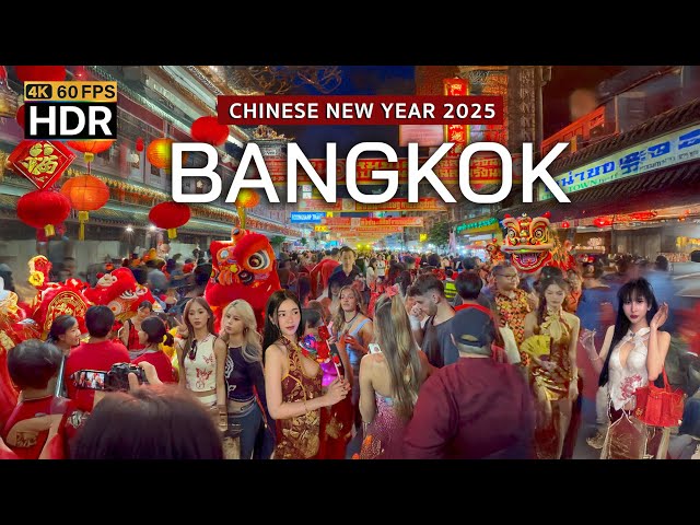 🇹🇭 4K HDR | 🧧 Hundreds of Thousands Celebrate Chinese New Year in Bangkok's Chinatown 2025