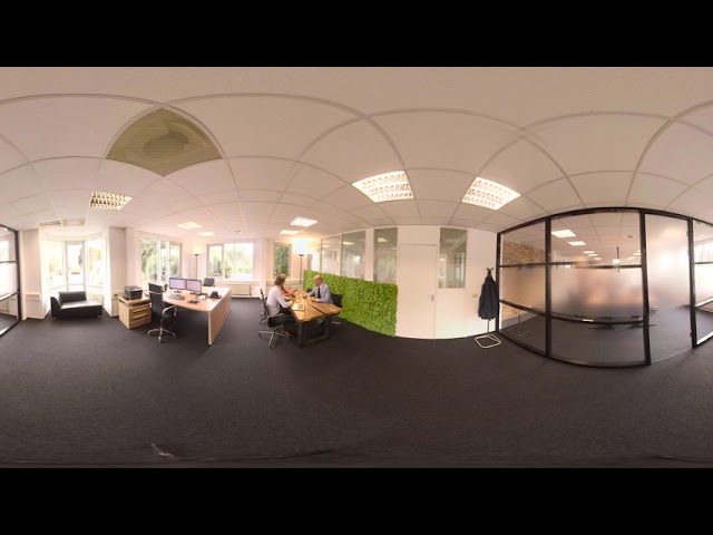 Small group of office workers meeting round table (4k 360 VR Video)