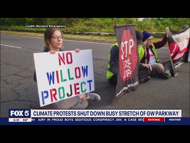 Climate protests shut down busy stretch of George Washington Parkway | FOX 5 DC