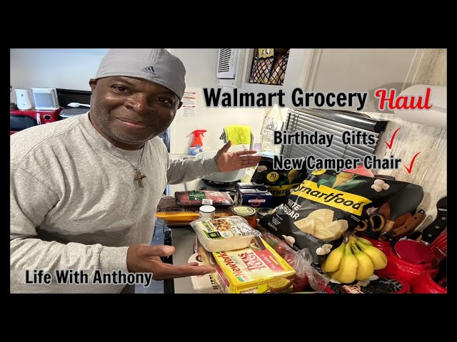 My Tiny RV Life: Walmart Food Haul | Birthday Gifts | New Truck Camper Chair