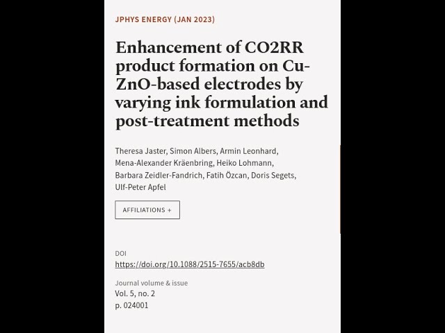 Enhancement of CO2RR product formation on Cu-ZnO-based electrodes by varying ink form... | RTCL.TV