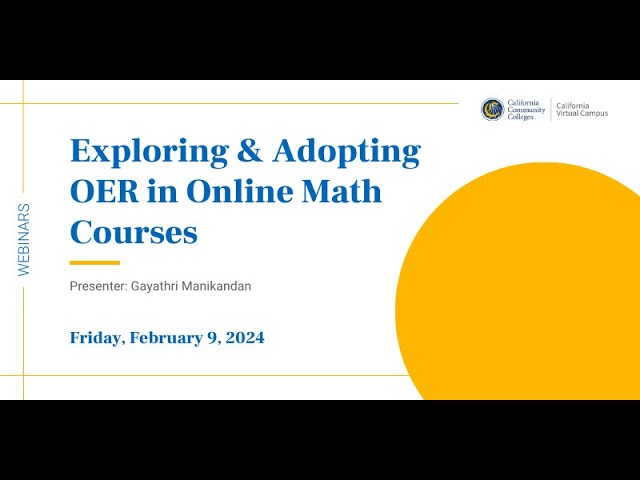 Exploring & Adopting OER in Online Math Courses