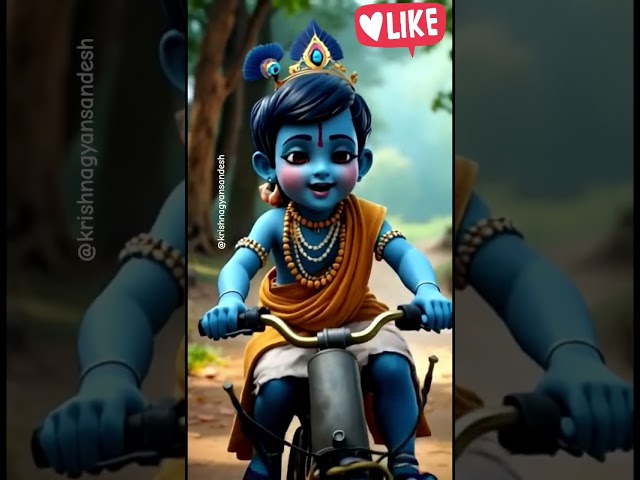 Little Krishna Enjoy Cycle Ride #shorts #krishnashorts #lovelittlekrishna