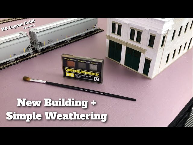 Large HO Train Layout Build - Ep 4 - Paving HO Scale Roads & Weathering New Building!