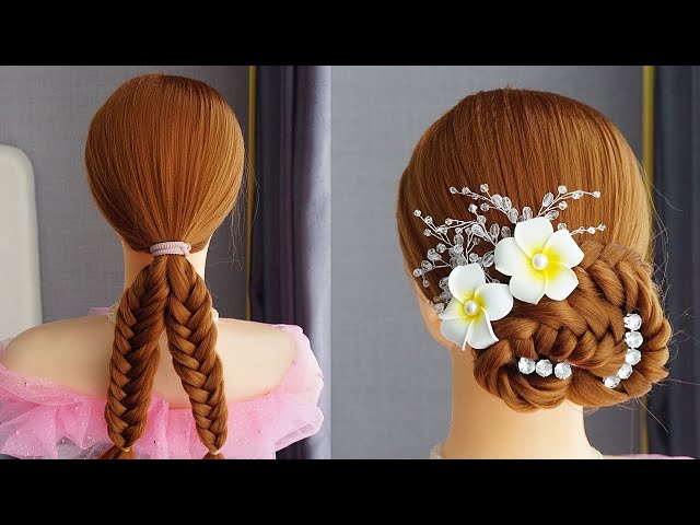 French Braid Updo Hairstyles For Wedding - Flower Bun Hairstyle Tutorial