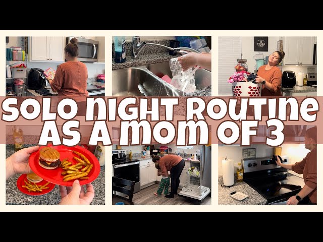 Night Routine as a Solo Mom of 3 // Nightly Clean with Me 🌚 Cooking Dinner + Laundy Motivation