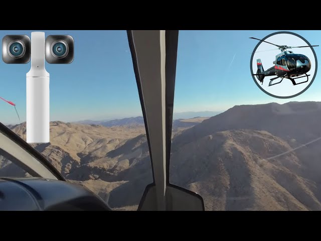 VR180 3D - EC130 Helicopter In Flight over Arizona Near Grand Canyon