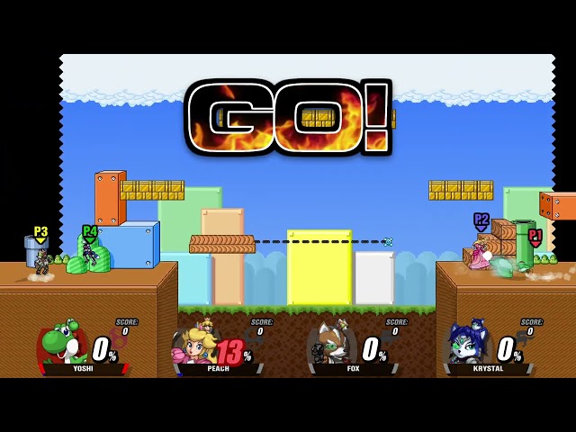 Super Smash Flash 2 Beta Free For All - Yoshi Vs Peach Vs Fox Vs Krystal #927