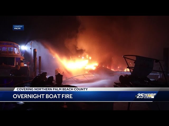 Three boats catch fire at marina in North Palm Beach