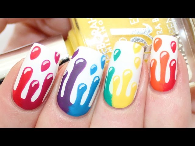 RAINBOW DRIPPING PAINT NAIL ART TUTORIAL