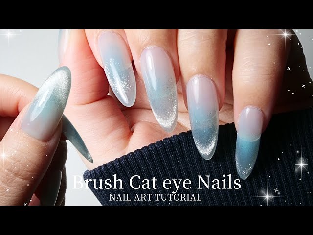 Easy Daily Nails ⟡.·🩵 Brush Cat Eye | Gel-X Nail Tutorial | Make Nails ASMR | DIY Nails