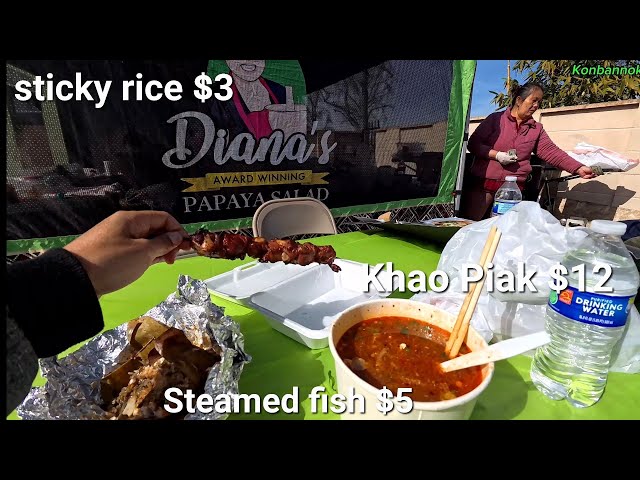 Delicious Lao breakfast at the Farmers market / Lao street food in Fresno