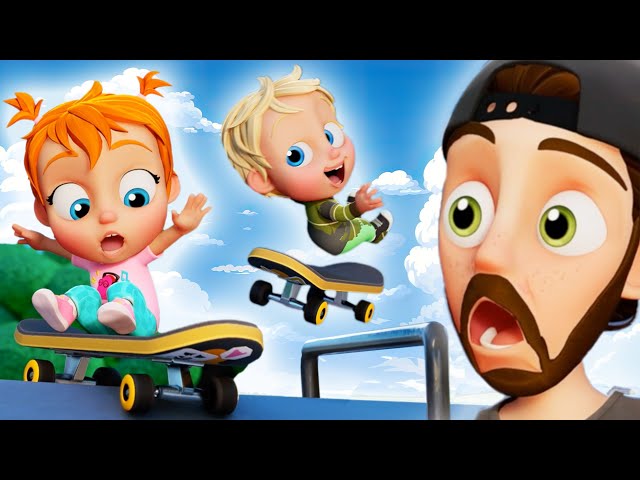 CRAZY BABY Adley lands HUGE TRiCKS!! Spacestation Animation Skateboarding with Adley & Dad..