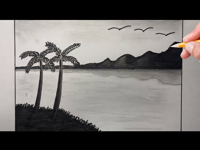 How To Draw Simple Scenery Art - Beautiful Nature - Easy Drawing