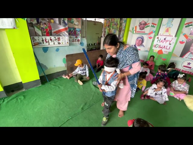 Blindfold games played by the students on children’s day